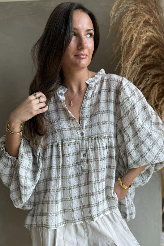 Greta Check Country Smock Warm White